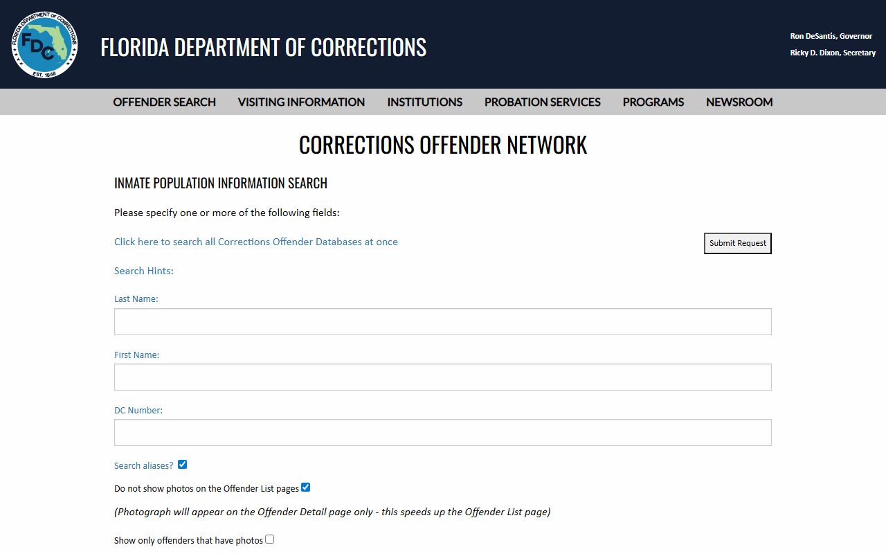 Florida Department of Corrections inmate search for sentenced Putnam County prisoners