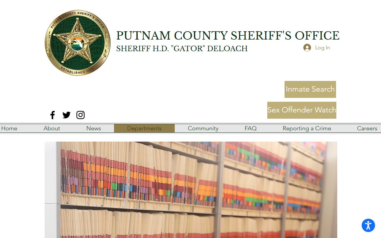 Putnam County Sheriff public records page for requesting a booking photo